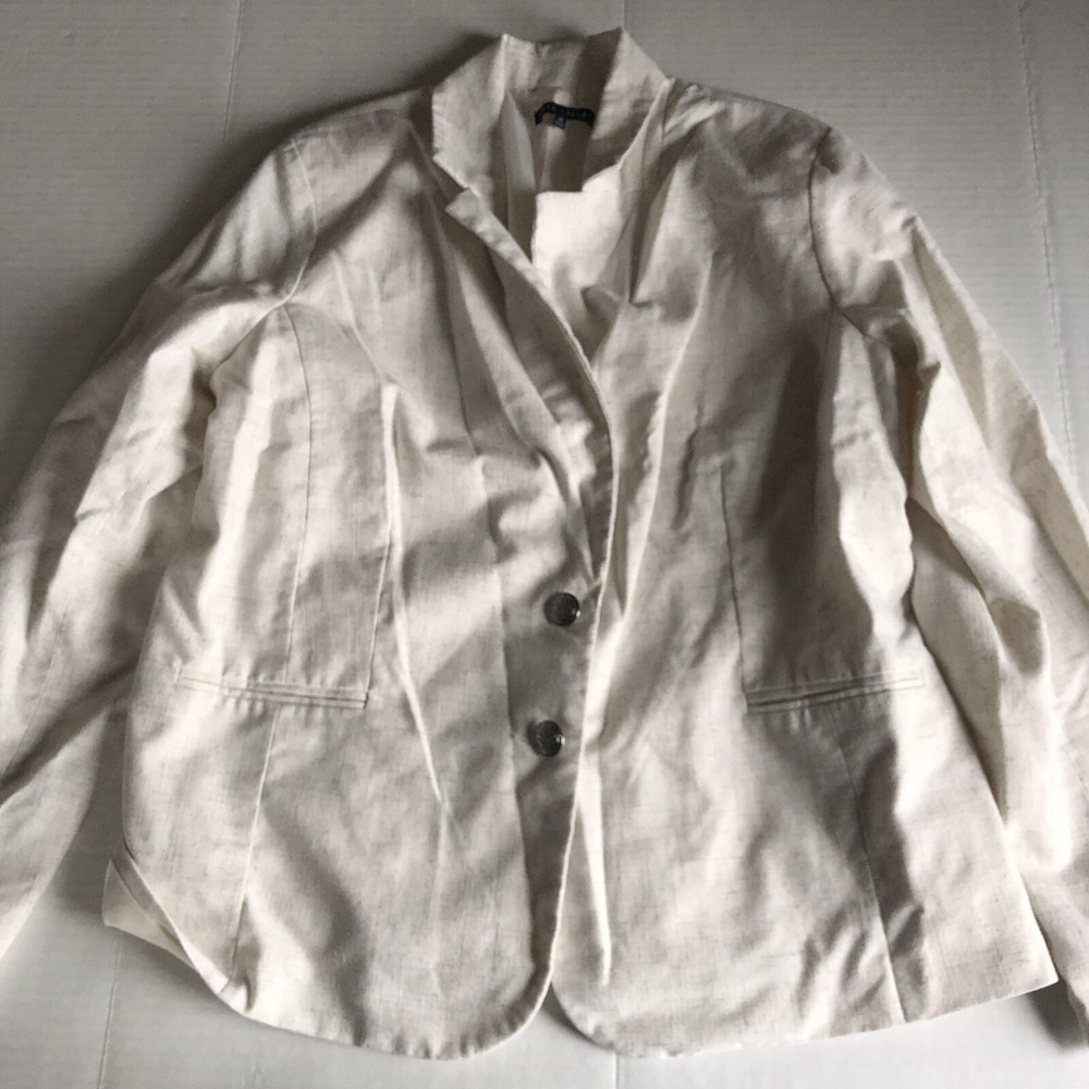 Napa Valley Beige Linen Blend 2 Button Blazer Jacket Women's Sz 18 A1930